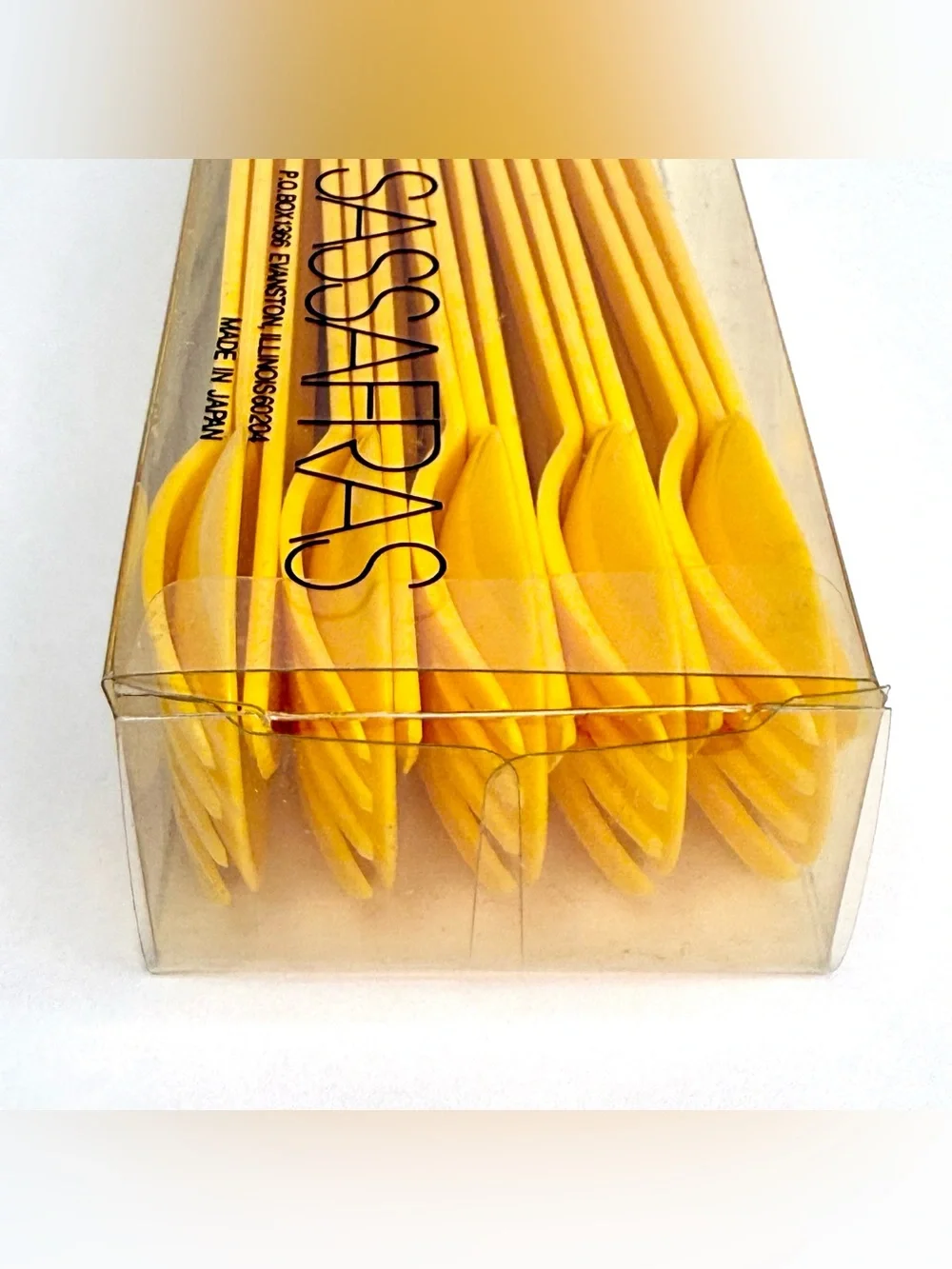 VINTAGE Sassafras Yellow Plastic Reusable Cutlery Set NIB Spoons Forks Knives